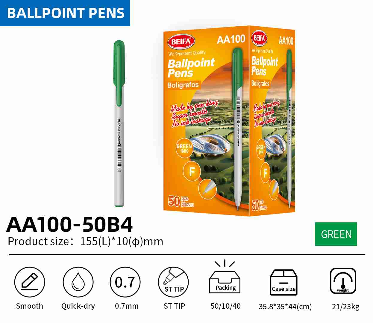 BEIFA AA100 0.7mm Ballpoint Pens | Mix Bulk Wholesale