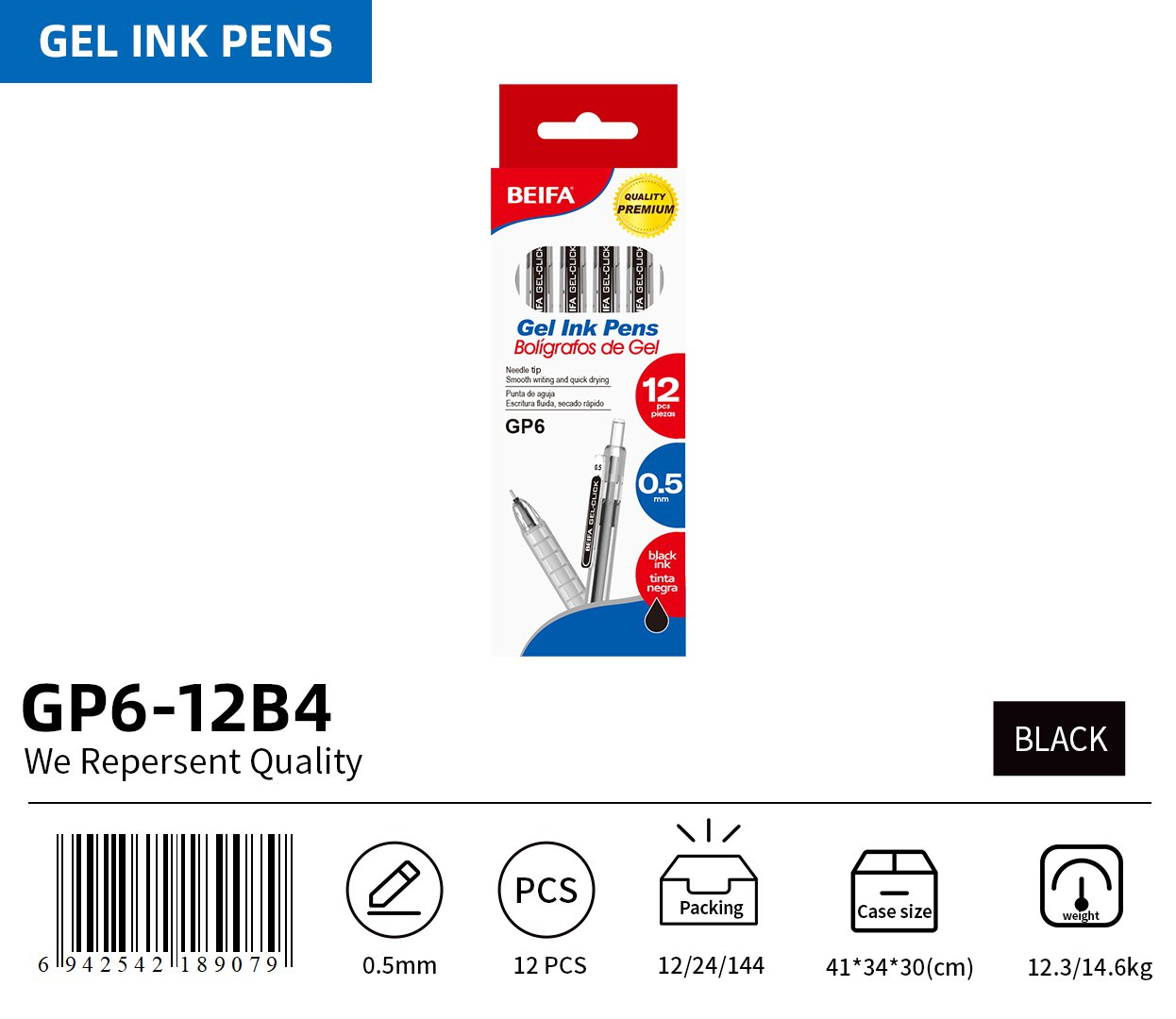 BEIFA GP6 0.5mm Gel Ink Pens | Smooth, Quick-Dry & Multi-Pack | Mix Bulk Wholesale