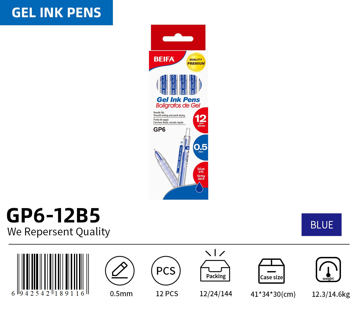 BEIFA GP6 0.5mm Gel Ink Pens | Smooth, Quick-Dry & Multi-Pack | Mix Bulk Wholesale