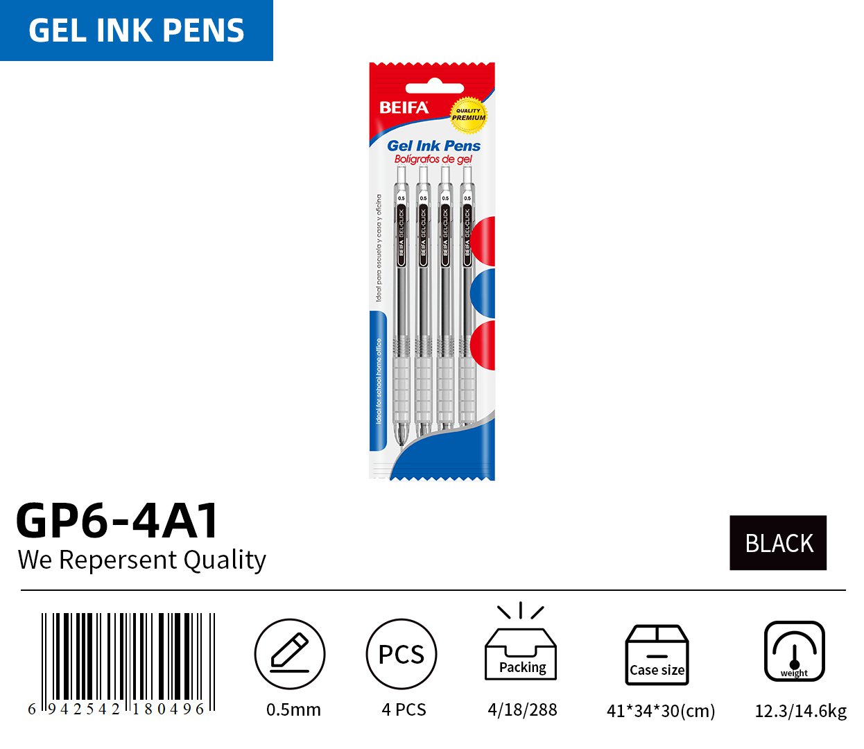 BEIFA GP6 0.5mm Gel Ink Pens | Smooth, Quick-Dry & Multi-Pack | Mix Bulk Wholesale
