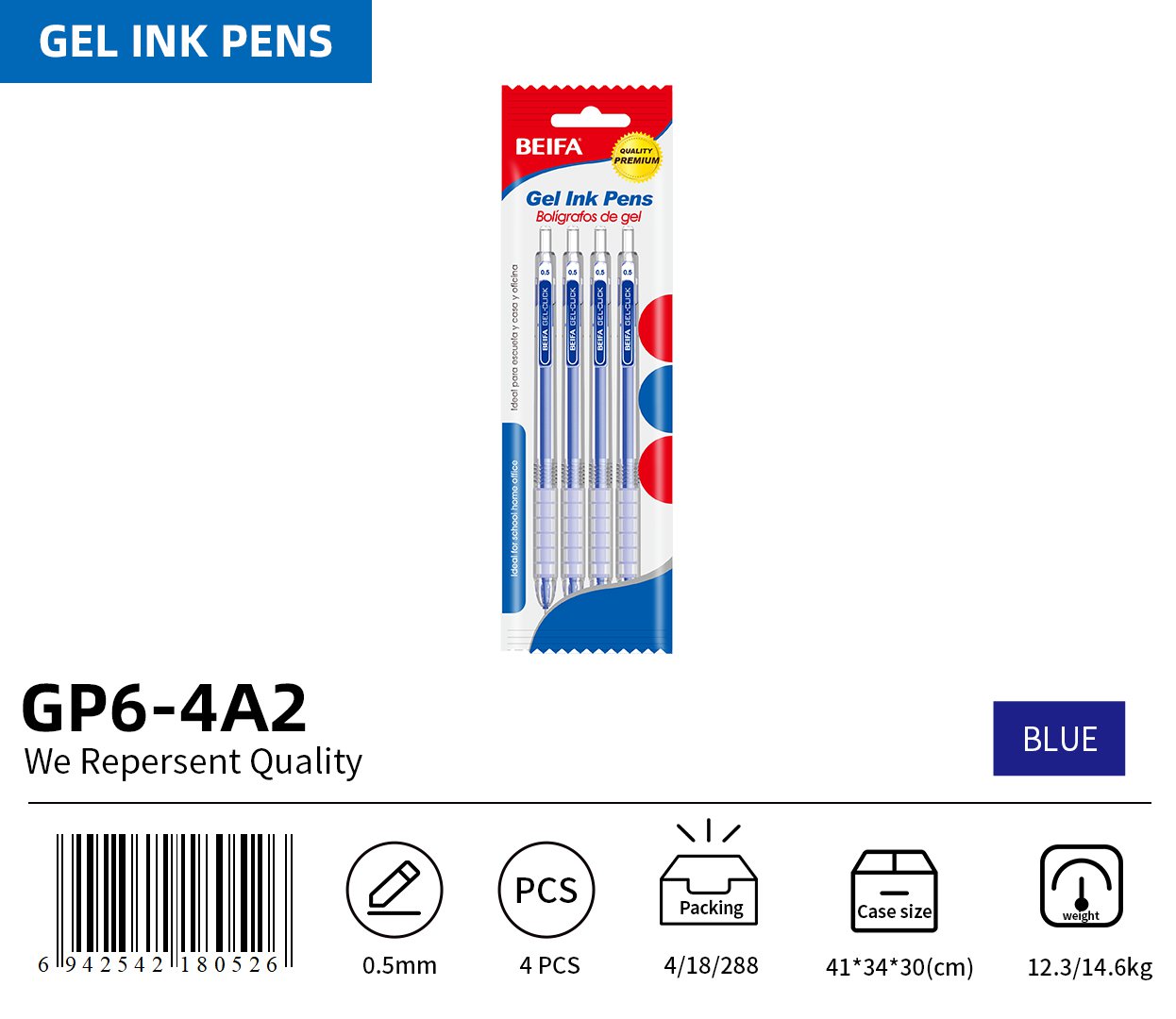 BEIFA GP6 0.5mm Gel Ink Pens | Smooth, Quick-Dry & Multi-Pack | Mix Bulk Wholesale