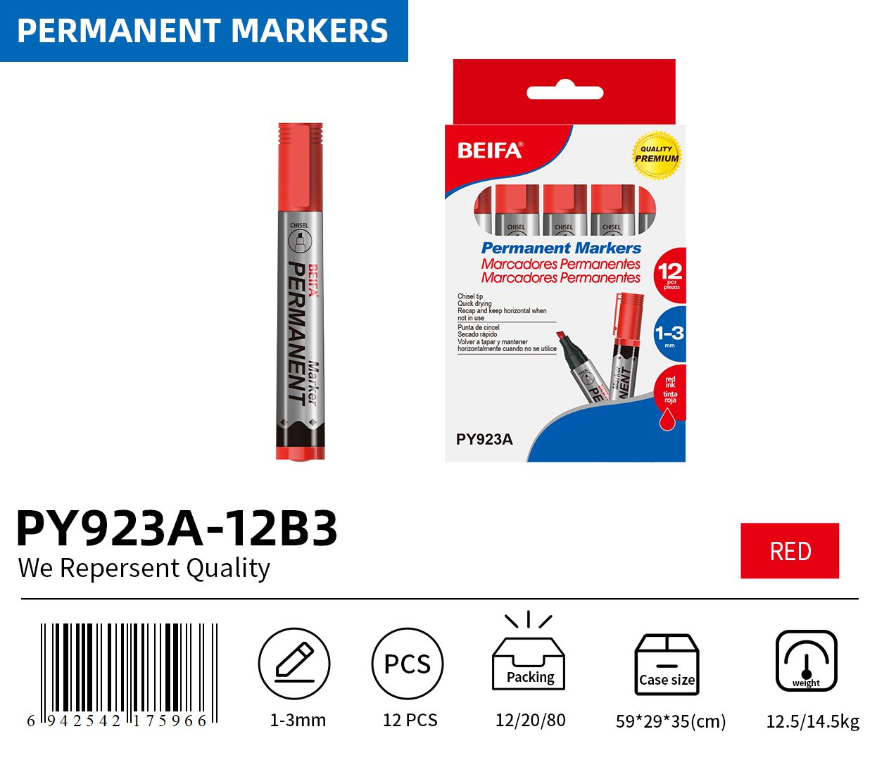 BEIFA PY923 Permanent Marker Bullet Tip Waterproof Multi-Color Wholesale | Mix Bulk