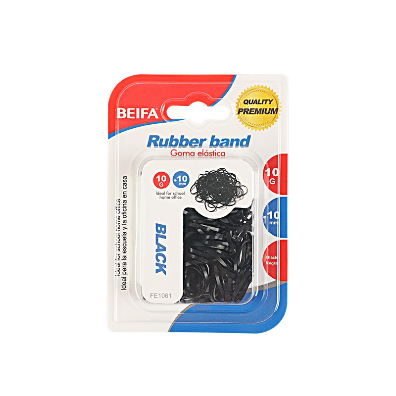BEIFA FE1061 Black Rubber Bands 10mm Elastic Rubber Band Pack Wholesale | Mix Bulk