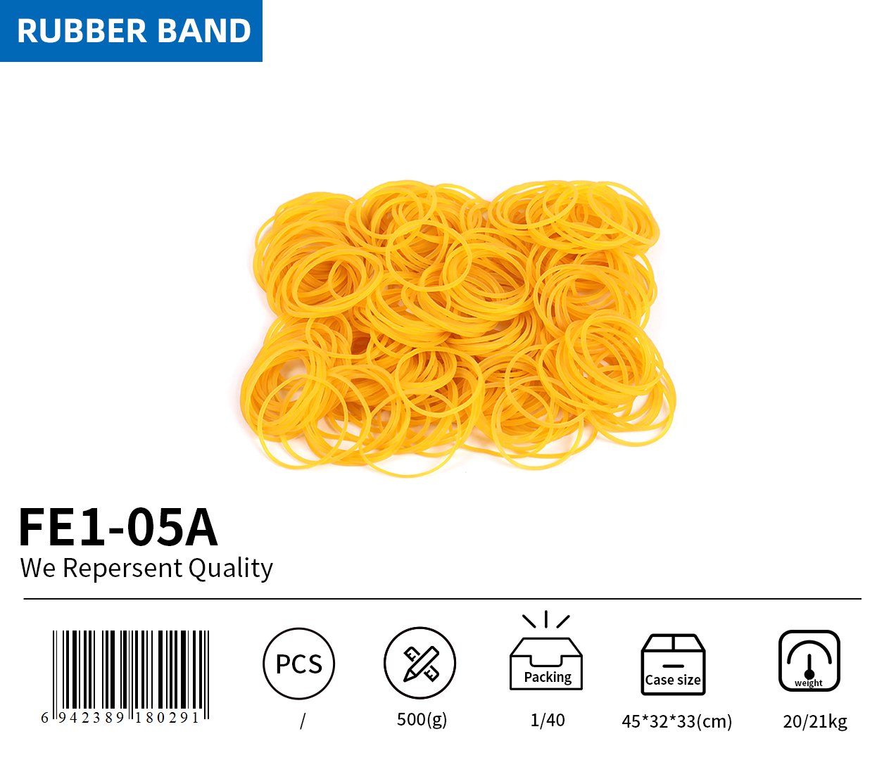 BEIFA FE1 Yellow Rubber Bands Wholesale Elastic Office Rubber Bands | Mix Bulk