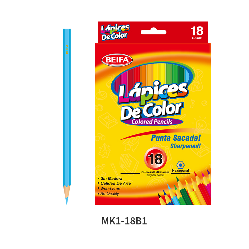 BEIFA MK1 Wood-Free Colored Pencils 18-48 Colors | Bright Art Quality & Hexagonal Grip | Mix Bulk Wholesale