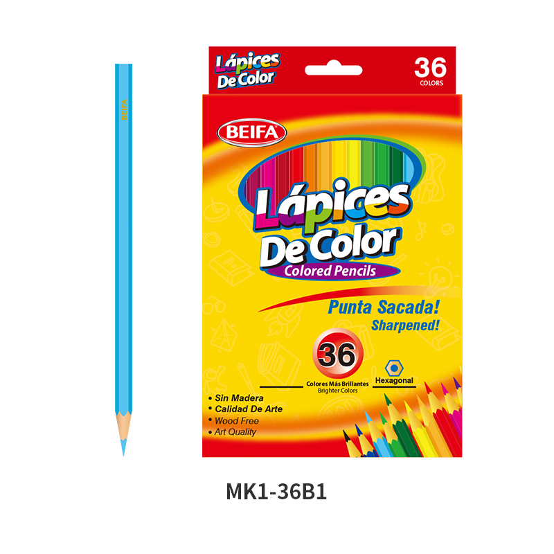 BEIFA MK1 Wood-Free Colored Pencils 18-48 Colors | Bright Art Quality & Hexagonal Grip | Mix Bulk Wholesale