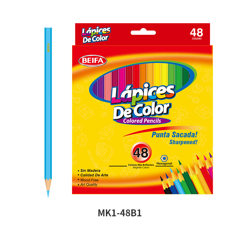 BEIFA MK1 Wood-Free Colored Pencils 18-48 Colors | Bright Art Quality & Hexagonal Grip | Mix Bulk Wholesale