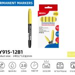 BEIFA PY915 Permanent Markers | 2.0mm Fine Tip, Quick-Dry & Waterproof | Black, Blue, Red, Green, Yellow, Pink, Purple | Mix Bulk Ready to Ship