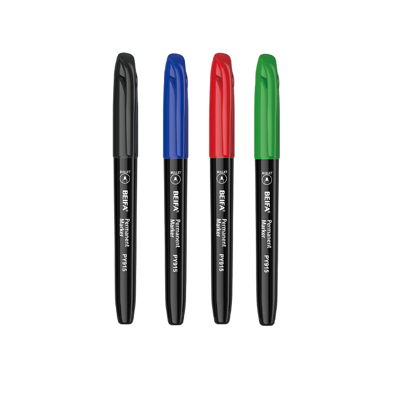 BEIFA PY915 Permanent Markers | 2.0mm Fine Tip, Quick-Dry & Waterproof | Black, Blue, Red, Green, Yellow, Pink, Purple | Mix Bulk Ready to Ship