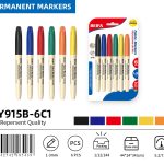 BEIFA PY915B Fabric Markers | 1-3mm Tip, Washable & Permanent on Cloth | Black, Blue, Red, Green, Yellow, Orange | Mix Bulk Ready to Ship