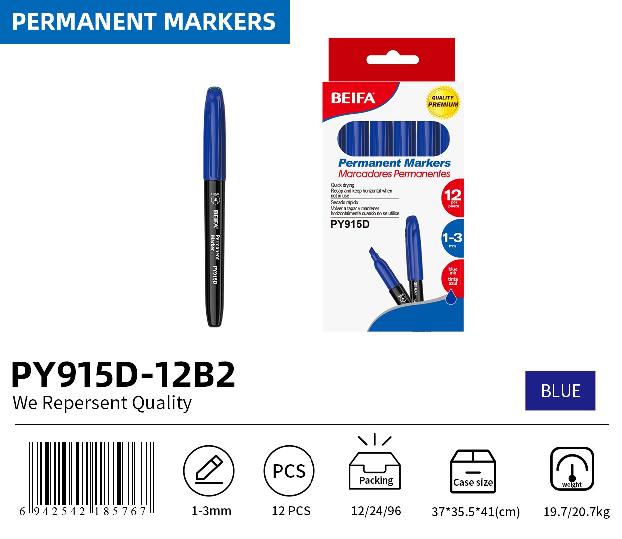 BEIFA PY915D Permanent Marker Set | Ready to Ship Bulk Wholesale | Mix Bulk