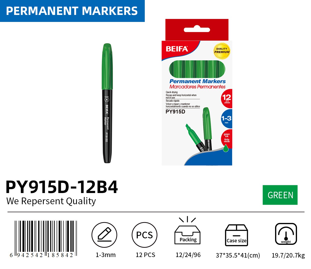 BEIFA PY915D Permanent Marker Set | Ready to Ship Bulk Wholesale | Mix Bulk
