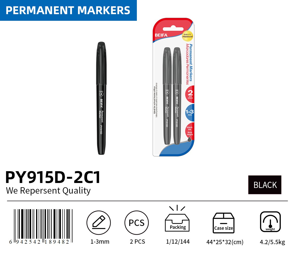 BEIFA PY915D Permanent Marker Set | Ready to Ship Bulk Wholesale | Mix Bulk