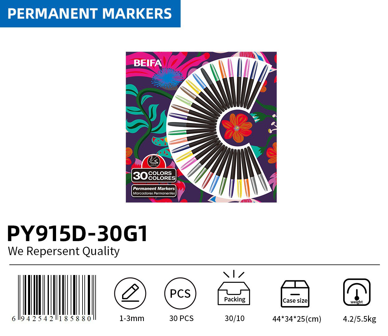 BEIFA PY915D Permanent Marker Set | Ready to Ship Bulk Wholesale | Mix Bulk