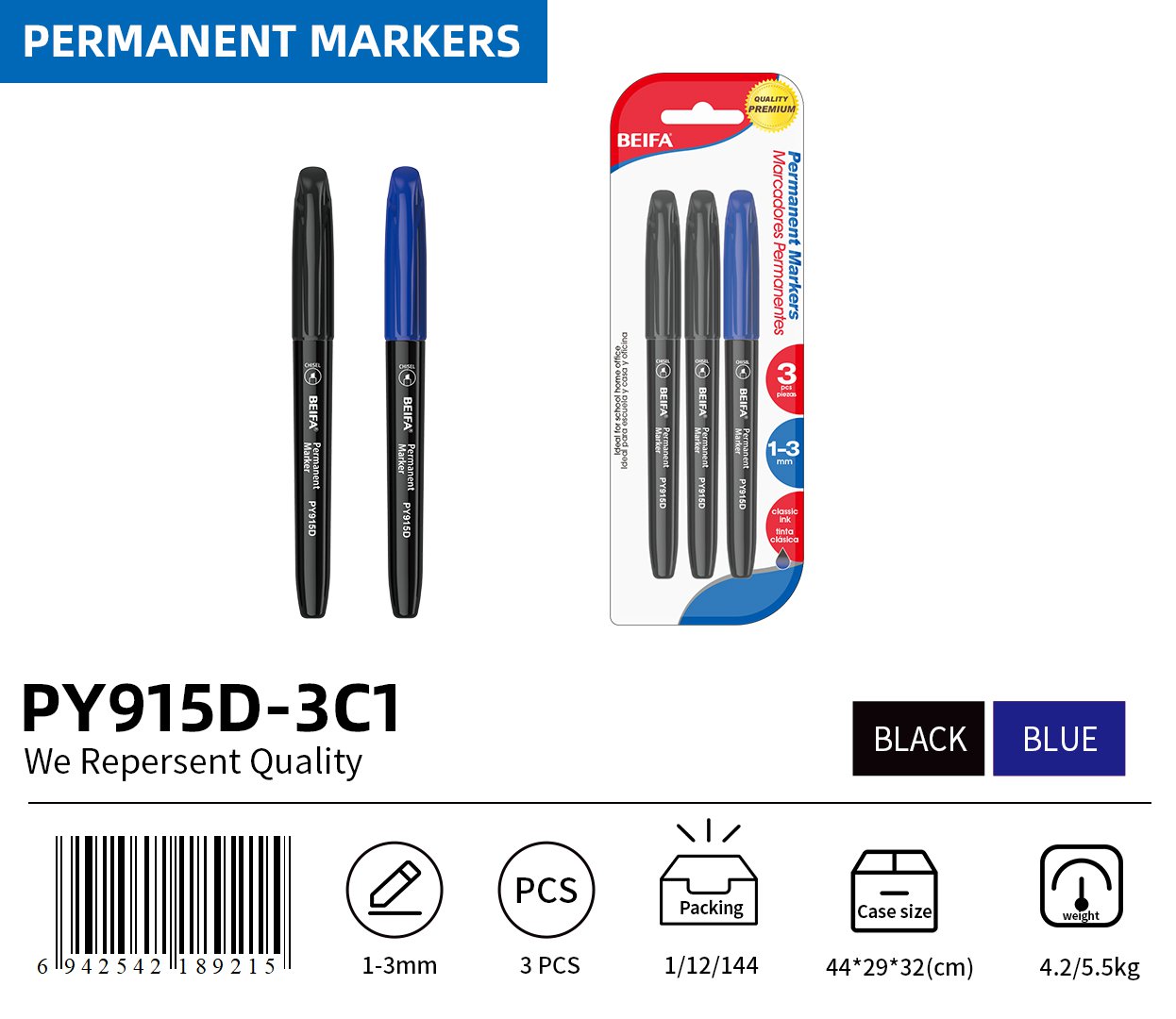 BEIFA PY915D Permanent Marker Set | Ready to Ship Bulk Wholesale | Mix Bulk