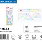 BEIFA SD38 Flexible Geometry Ruler Set | PVC Math Measuring Tools | Mix Bulk