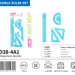 BEIFA SD38 Flexible Geometry Ruler Set | PVC Math Measuring Tools | Mix Bulk
