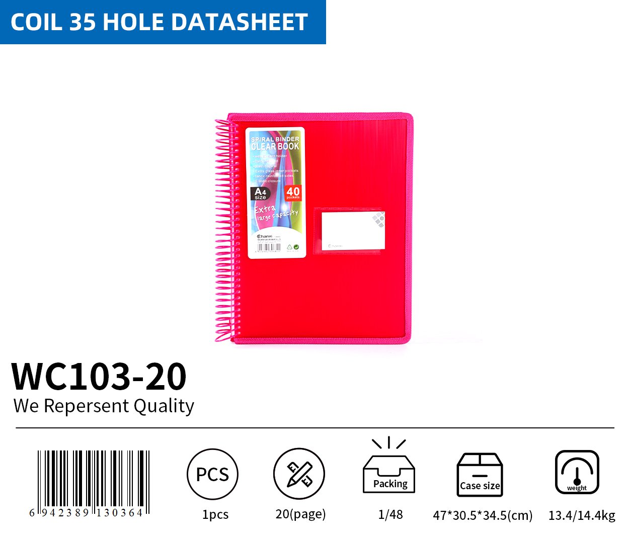 BEIFA WC103 Spiral Display Book Folder A4 Clear Booklet Wholesale | Mix Bulk