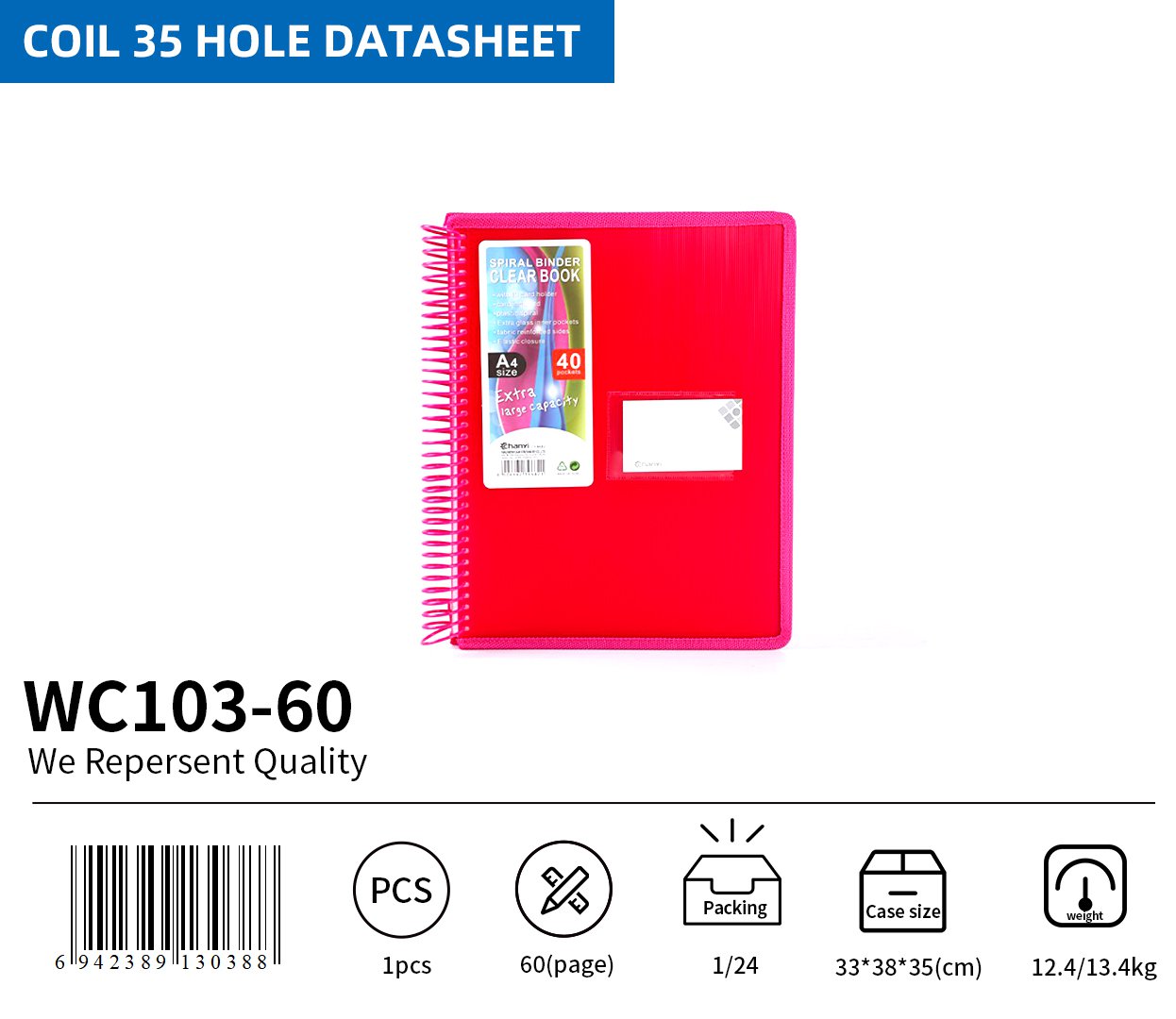 BEIFA WC103 Spiral Display Book Folder A4 Clear Booklet Wholesale | Mix Bulk