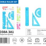 BEIFA SD38 Flexible Geometry Ruler Set | PVC Math Measuring Tools | Mix Bulk