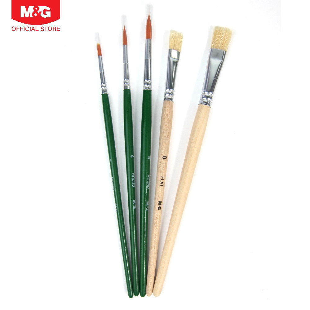 M&G ABH978B8 mixed paint brush set 5 Pieces Nylon & Bristle Wholesale