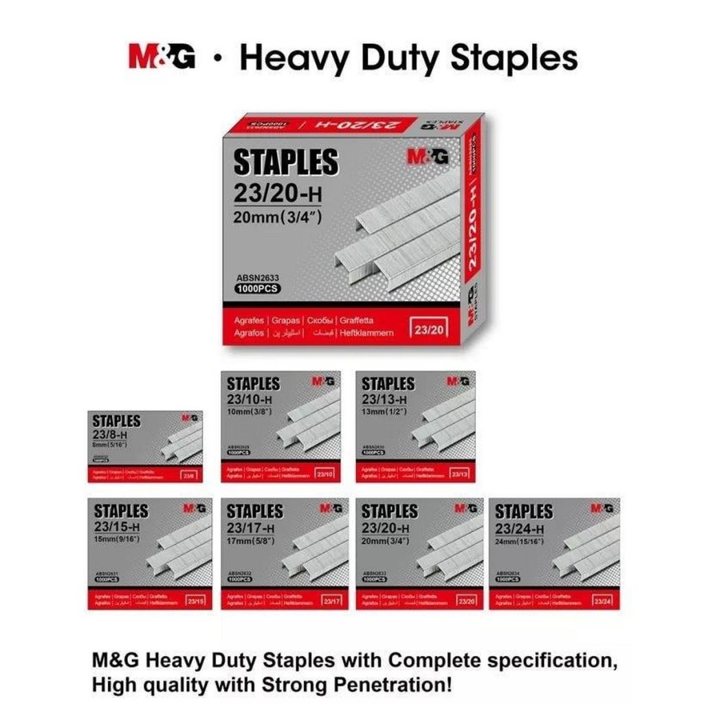 M&G Heavy Duty Staples 23/13 23/15 23/17 23/20 1000pcs Wholesale