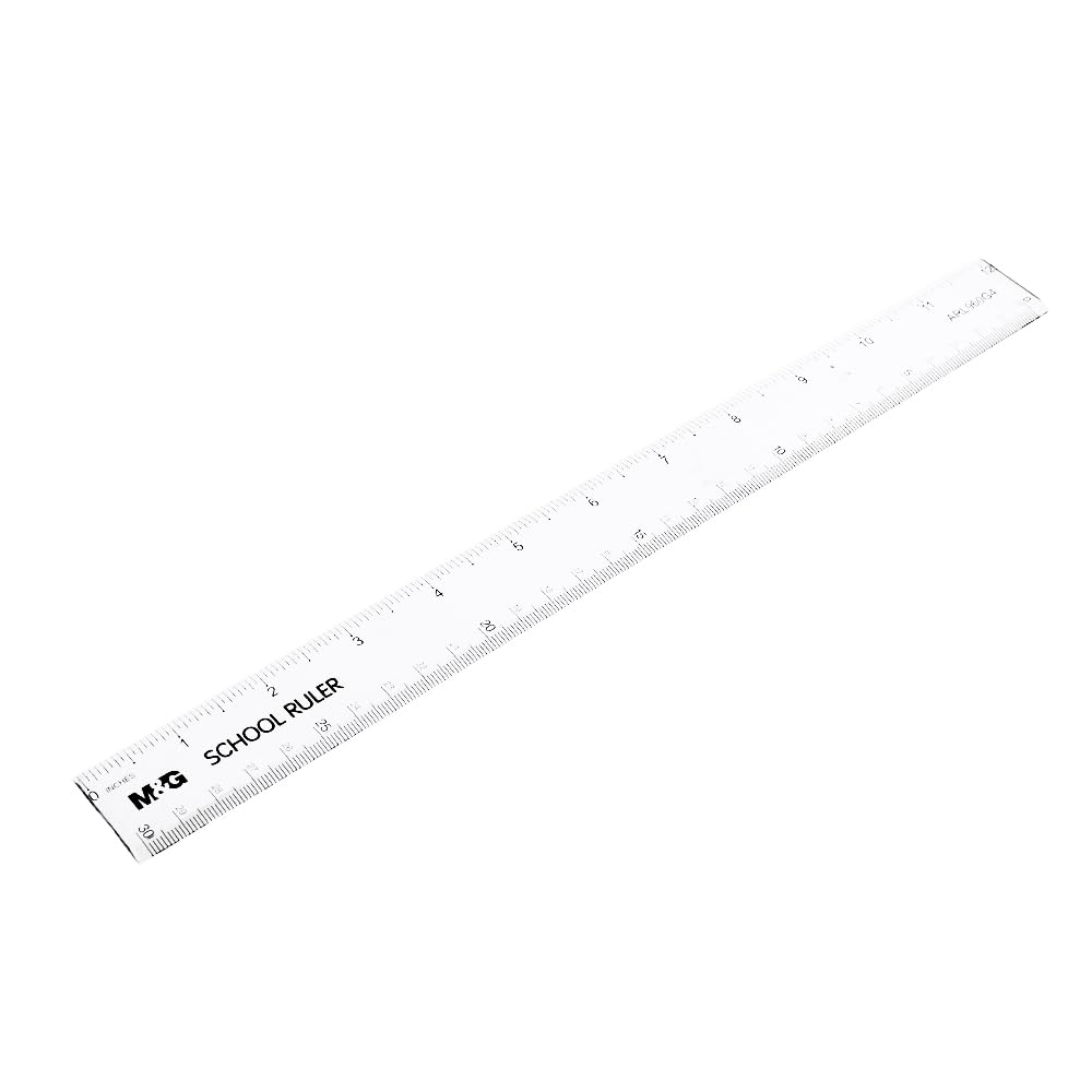 M&G ARL960G4 30cm Clear PS Plastic Straight Ruler CM & Inch Wholesale