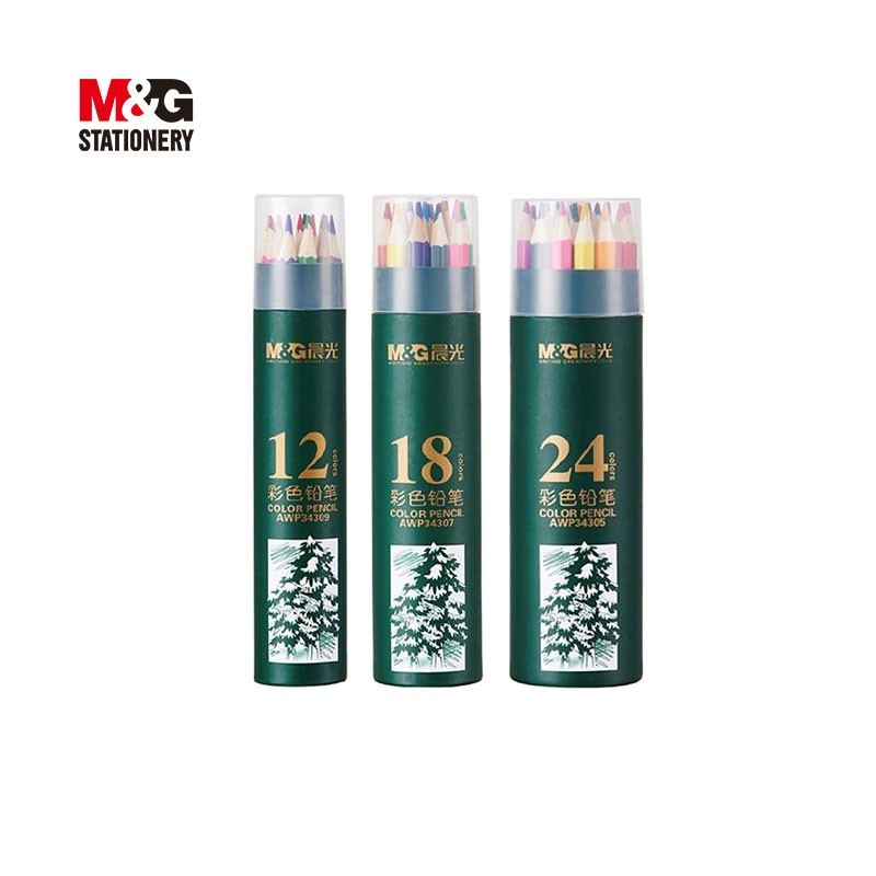 M&G oil based hexagon colored pencils 12-48 Colors PP Tube Pack Wholesale