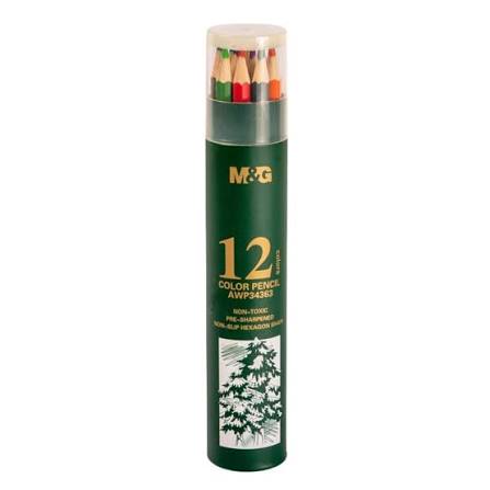 M&G oil based hexagon colored pencils 12-48 Colors PP Tube Pack Wholesale