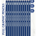 M&G AWP357H5 graphic graphite pencil set 12pcs 6H-14B with Sharpener Wholesale