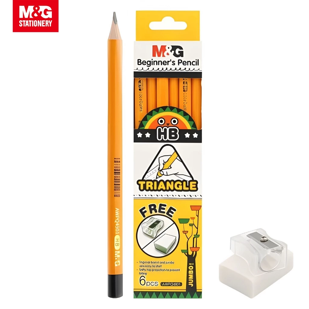 M&G jumbo triangle HB pencils AWPQ4901 with Sharpener and Eraser Wholesale