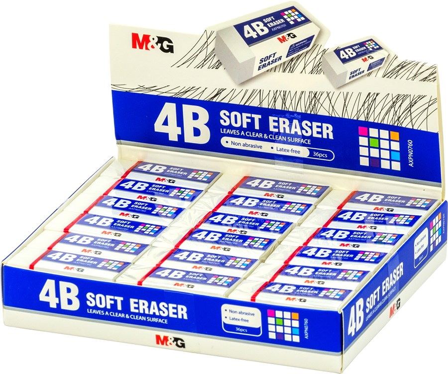M&G AXPN0760 4B Soft White Pencil Eraser 42x18x11mm Wholesale